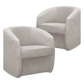 Kit 2 Poltrona Decorativa Orgânica FLY para Sala Recepção Estética Linho Boucle Bege SOFA STORE