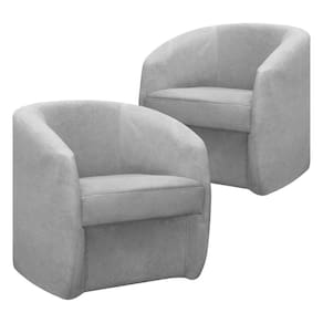 Kit 2 Poltrona Decorativa Orgânica FLY para Sala Recepção Estética Linho Boucle Cinza SOFA STORE