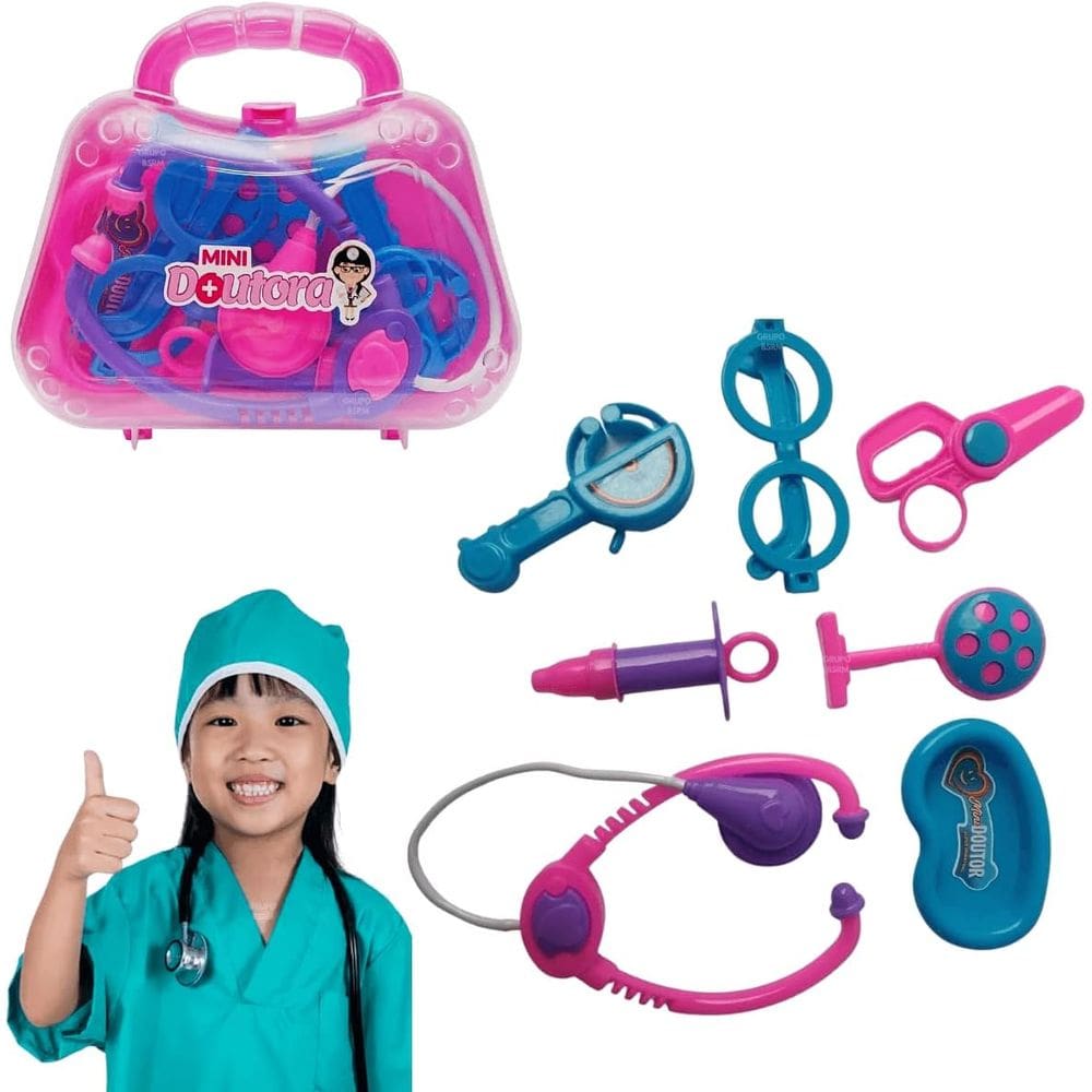 Brinquedo Maleta Kit Médica Médico Com Acessórios Rosa Mini Doutor Infantil Menina Presente Para Criança - PANAMI