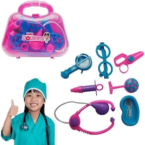 Brinquedo Maleta Kit Médica Médico Com Acessórios Rosa Mini Doutor Infantil Menina Presente Para Criança - PANAMI