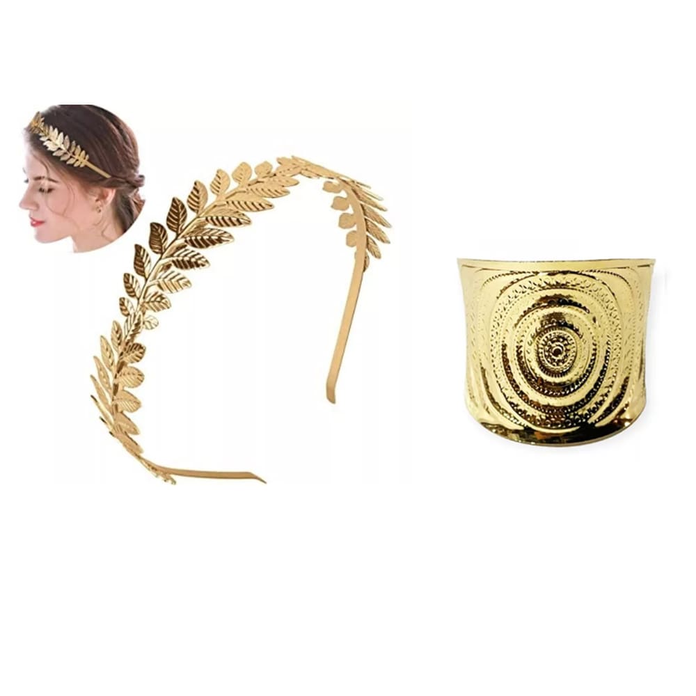 Kit Arco Tiara Coroa Deusa Grega C/ 1 Bracelete