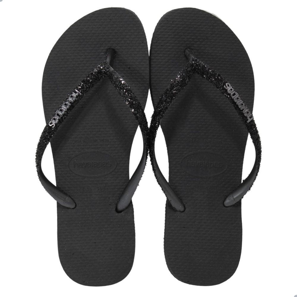 Chinelo Havaianas Slim Glitter II Preto/Cinza Dark