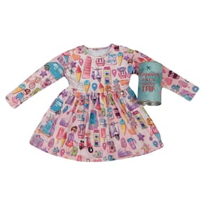 Vestido infantil fem Mon Sucre estampado- acompanha Cofrinho