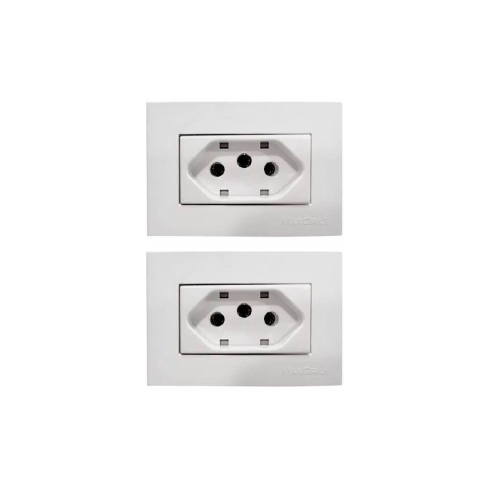 02 Tomada P/ Moveis Margirius 2p+t Branca 10a 250v Nbr 14136