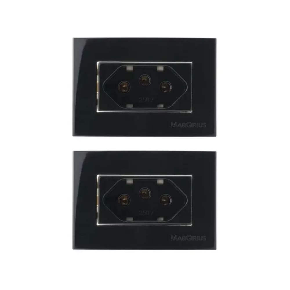 02 Tomada P/ Moveis Margirius 2p T Preta 20a 250v Nbr 14136
