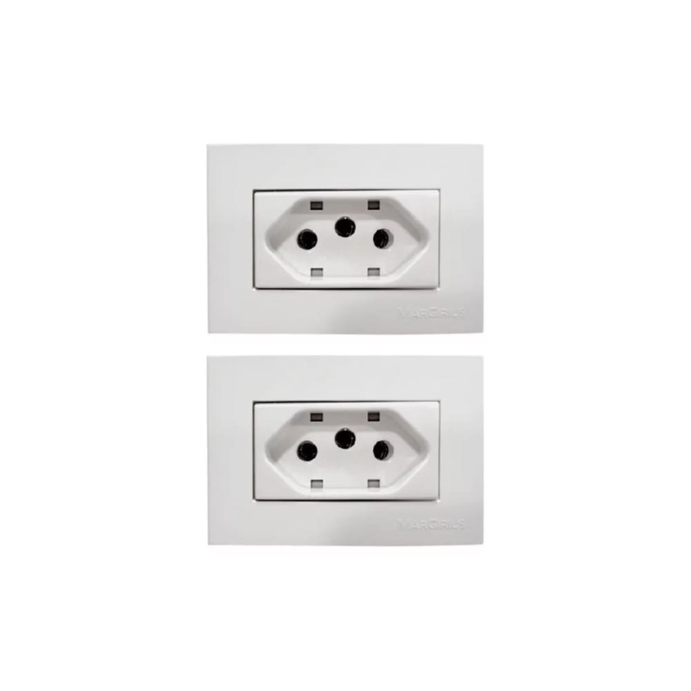 02 Tomada P/ Moveis Margirius 2p T Branca 20a 250v Nbr 14136