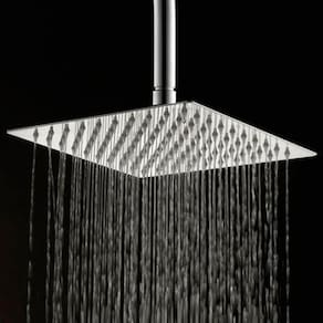 Ducha Inox Quadrada 30X30 Cm Teto Cromada Braço Redondo Pex