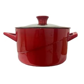 Panela De Cerâmica Refratária 2 Litros Cozinha 21Cm Vermelha