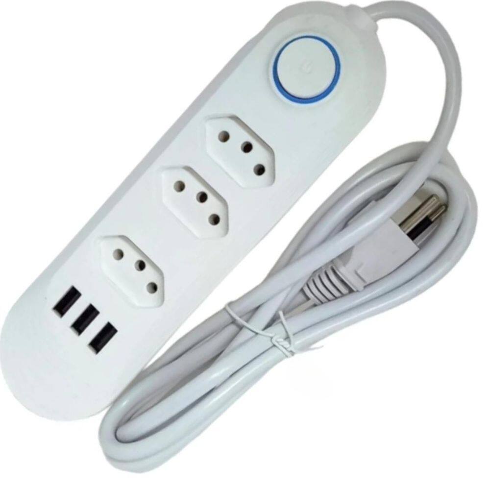 Protetor Elétrico 3 Tomadas Usb Bivolt Reforçada Gamer