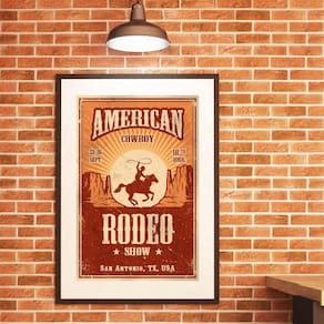Quadro Poster Cowboy Rodeio - 60X48Cm