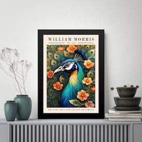 Quadro Poster Pavão - William Morris 24X18Cm