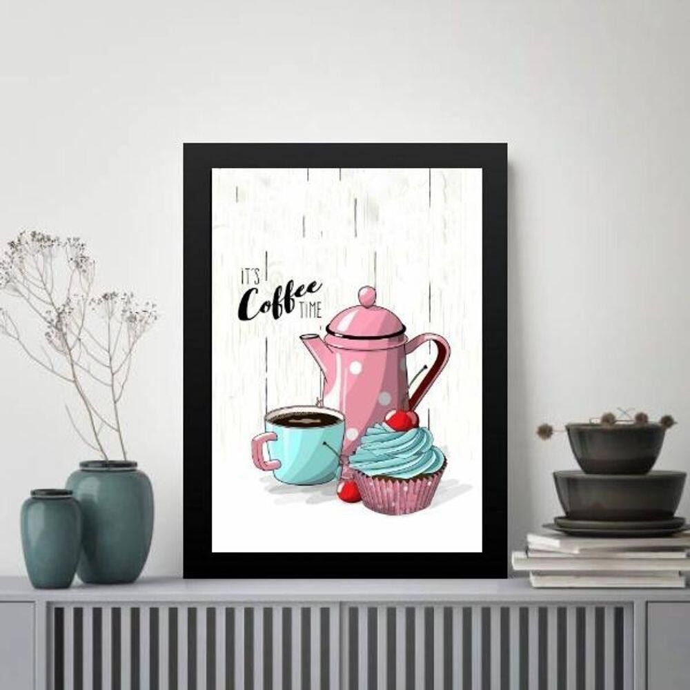 Quadro Café Com Cupcake 24X18Cm