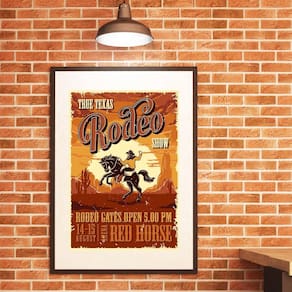 Quadro Poster Rodeio Texas - 60X48Cm
