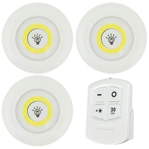 Kit Iluminação Led 3X Spots Luminárias Sem Fio Com Controle