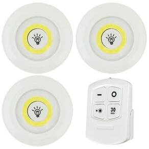Kit 3 Luminaria Lampada Led Spot Sem Fio Controle Remoto Cor