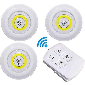 Kit Luminárias Led Sem Fio 3 Spots Controle Remoto Cor