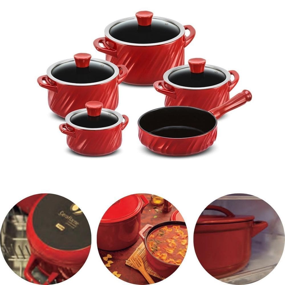 Jogo Panelas Twist Indução 5 Peças 100% Cerâmica Cerâflame