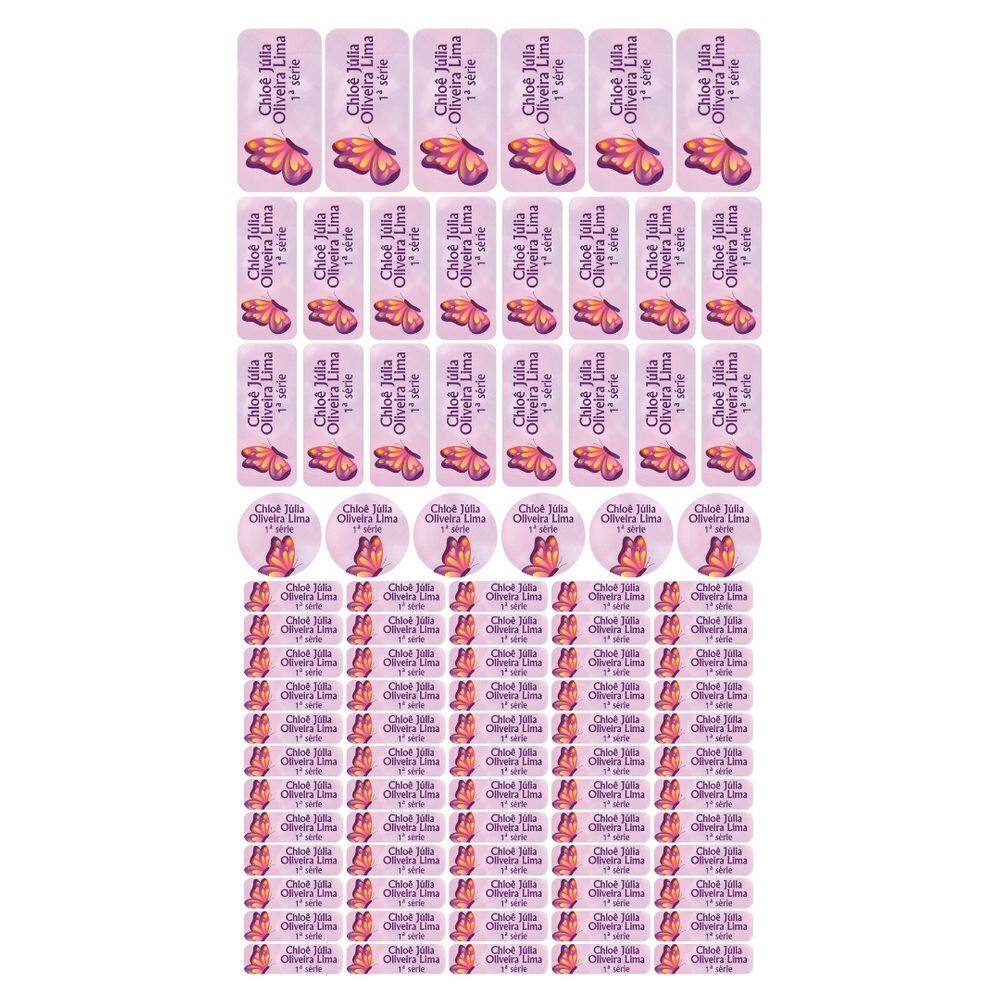 Adesivo Etiqueta Escolar Personalizado Vinil Borboleta 88 UN