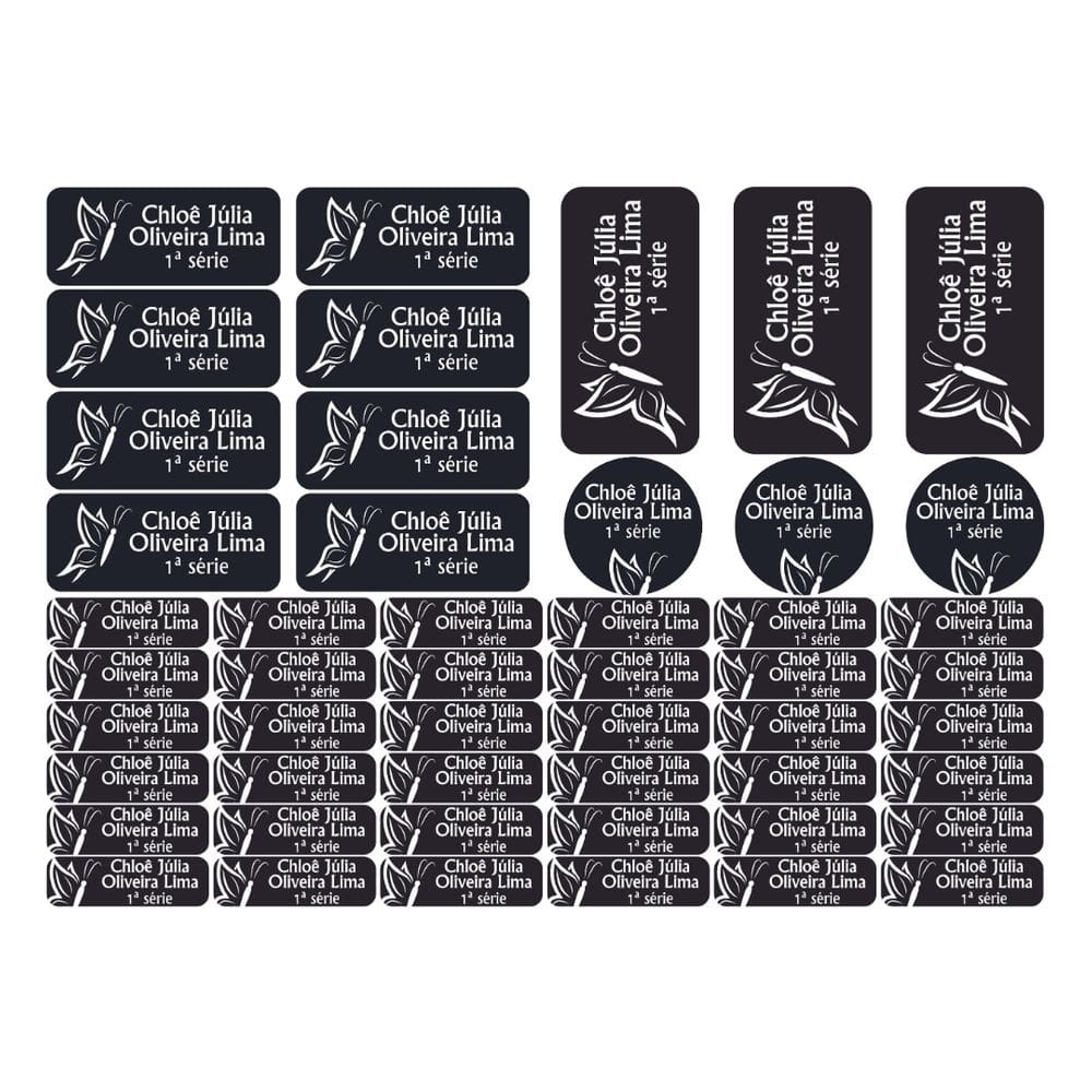 Adesivo Etiqueta Escolar Personalizado Vinil Borboleta 50 UN