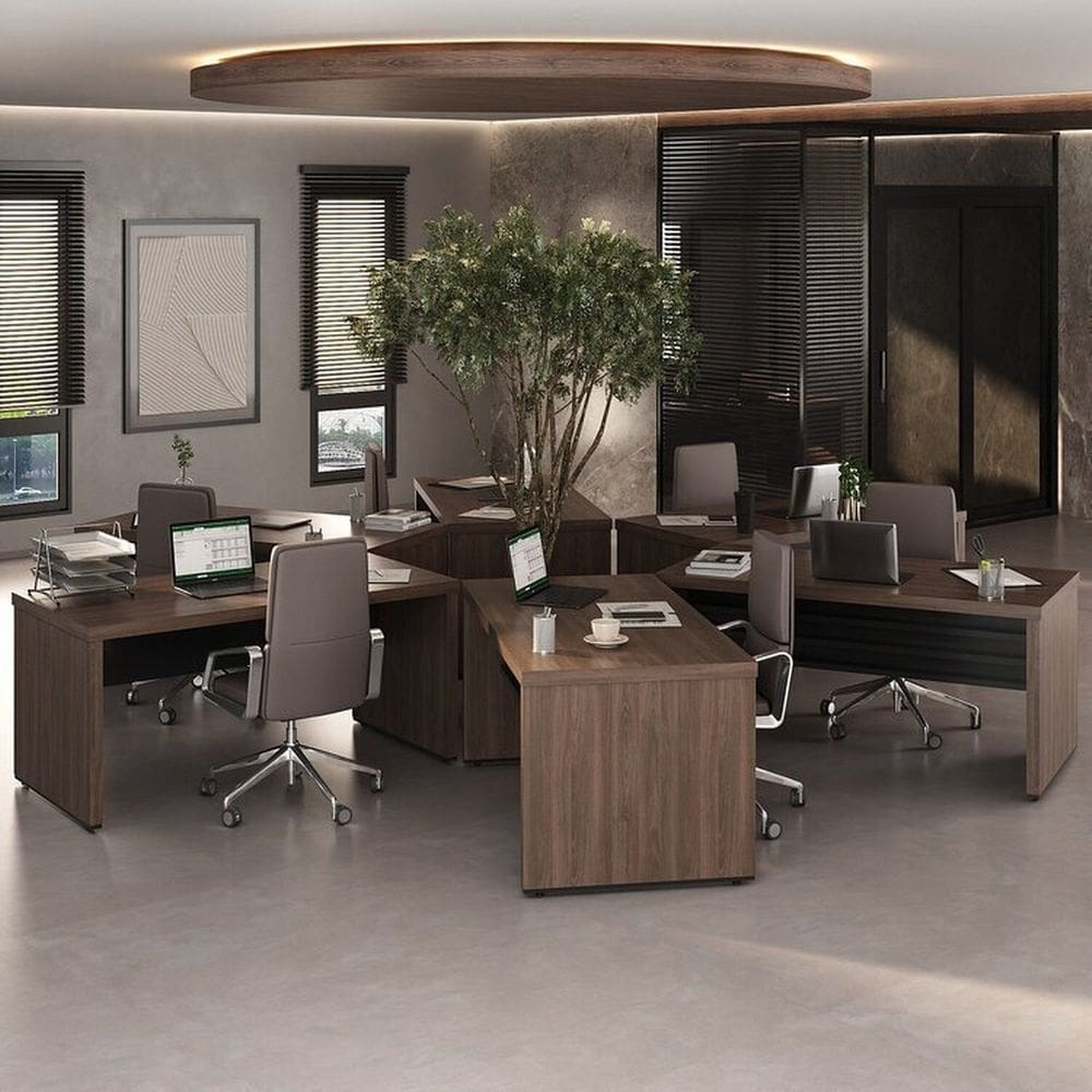 Conjunto Executivo Tamburato 6 Mesas 1600 Charuto/Preto