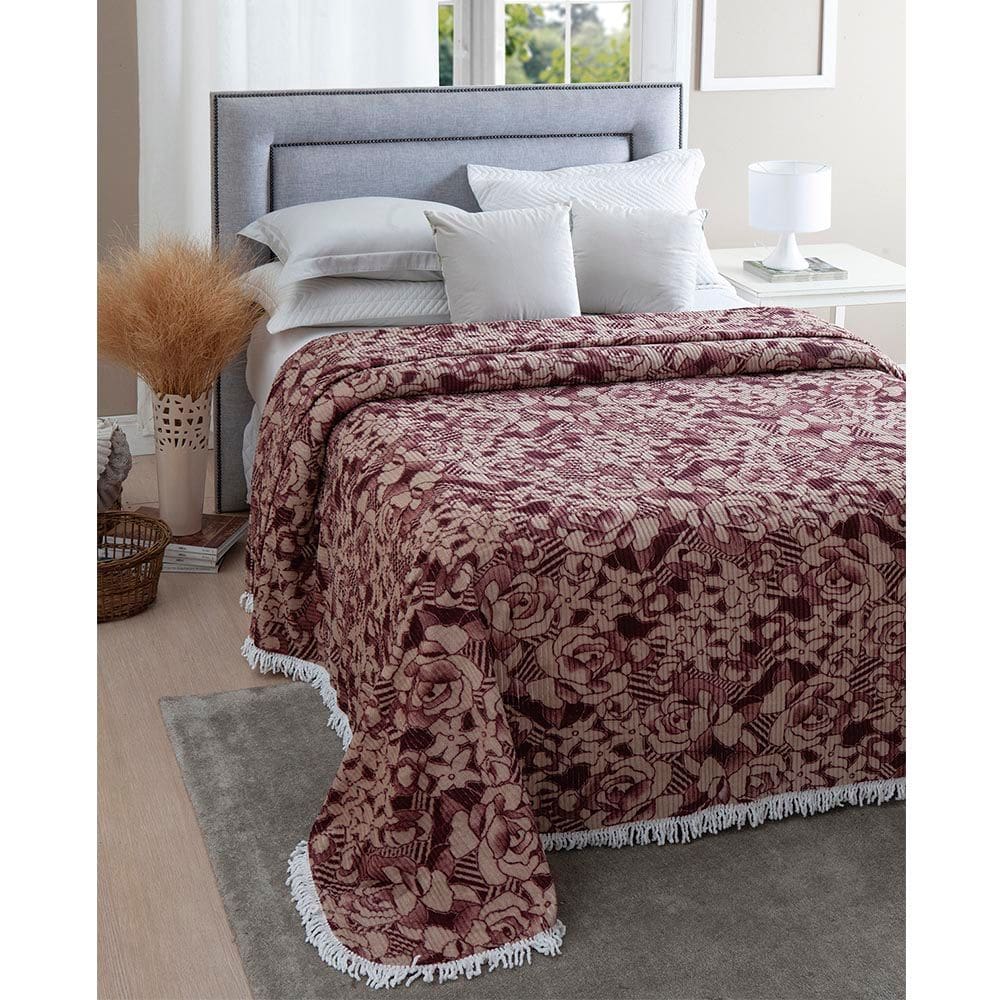 Colcha Chenille Canelada Valentina 220x240cm Vinho Jolitex