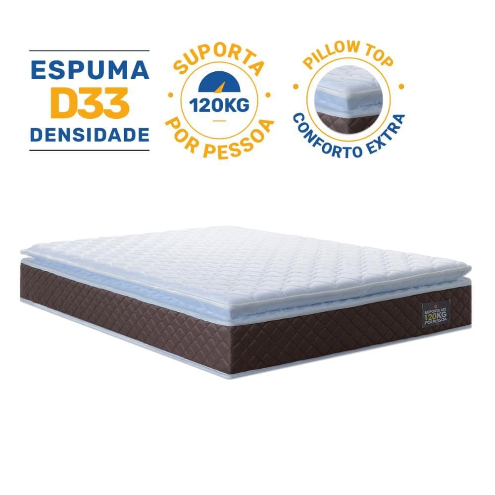 Colchão de Espuma D33 Pillow Top Comfort Luxo Queen 158cm