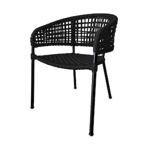 Cadeira Sol Corda Náutica Base em Alumínio Preto/preto
