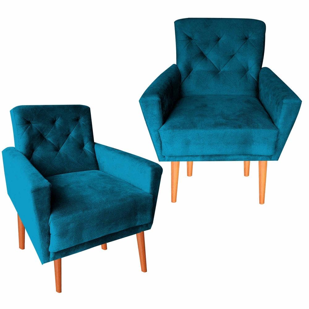 Kit Duas Poltronas Decotariva Sala De Estar Escritorio CamilaTurquesa