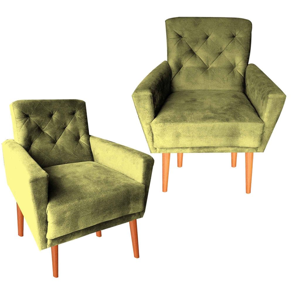 Kit Duas Poltronas Decotariva Sala De Estar Escritorio Camila Amarelo