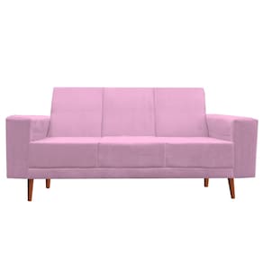 Namoradeira Sofá 3 Lugares Arezzo Suede Rosa