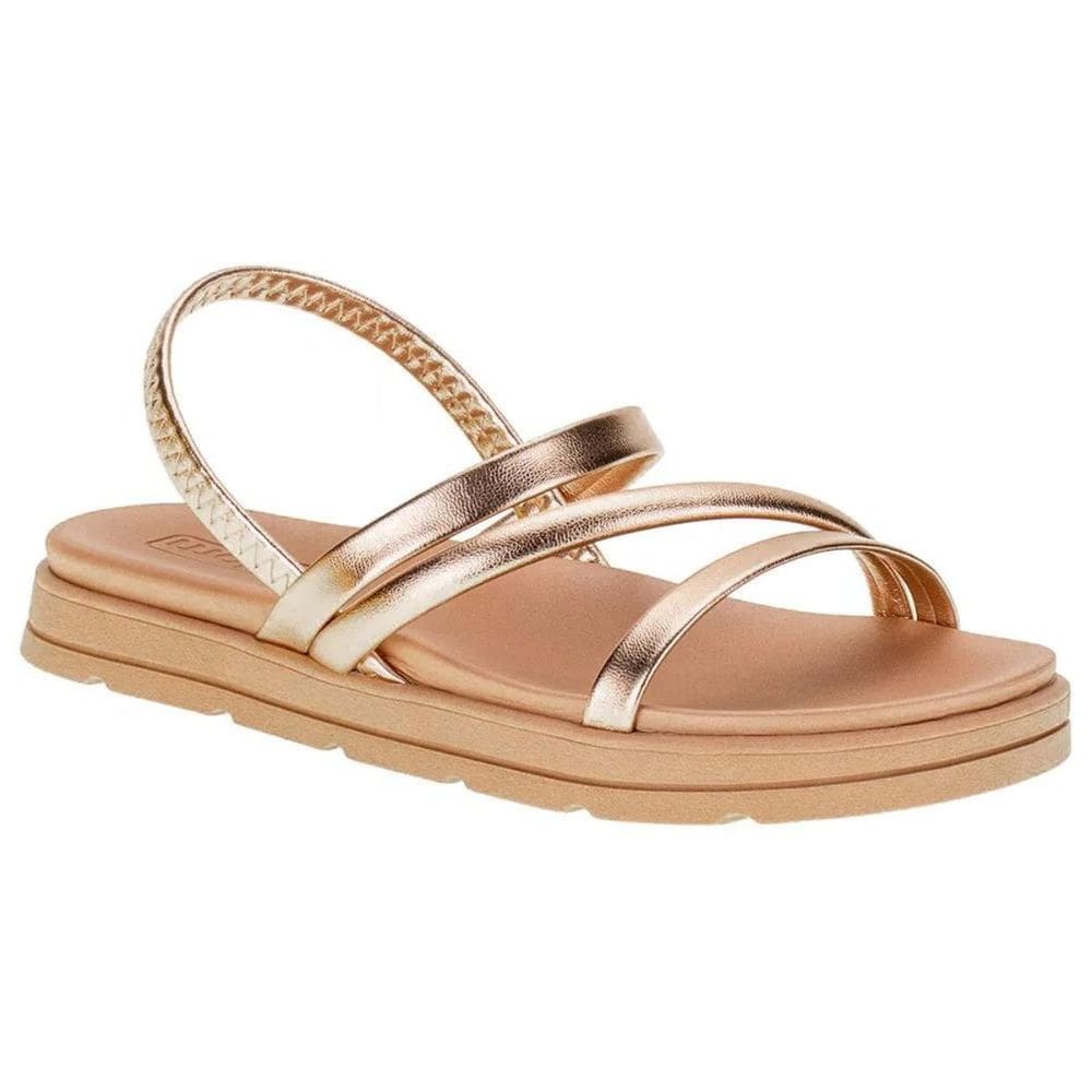 Sandália Moleca Plataforma Strass Feminina Ouro Rosado