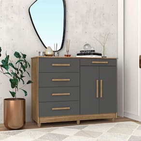 Cômoda 2 Portas 5 Gavetas Sirius Marrom/Alasca