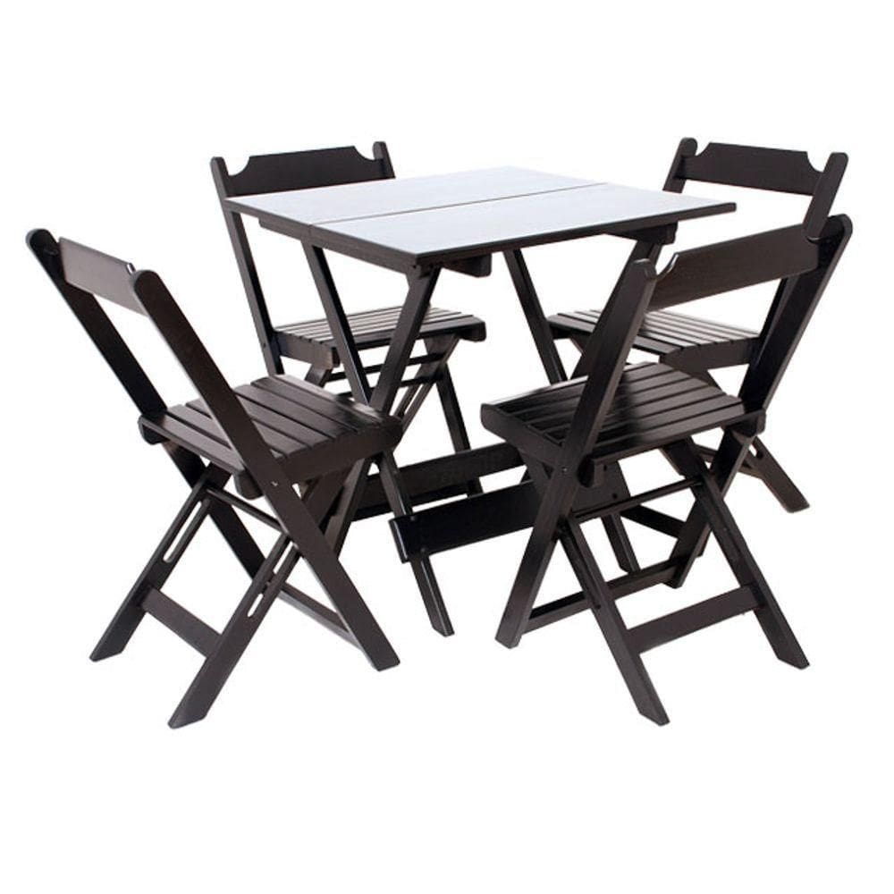 Conjunto Dobrável 70 X 70 Com 4 Cadeiras Madeira Maciça Mista