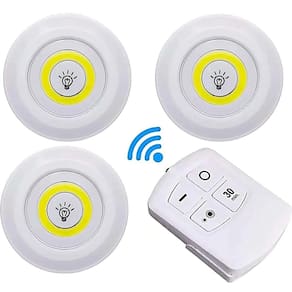 Kit Lampada Luminaria Adesivo Sem Fio Controle Remoto 3 Led