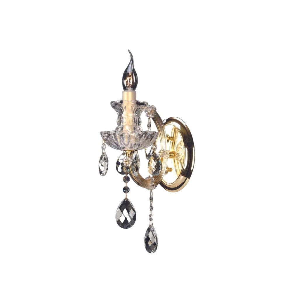 Arandela Dourada com Cristais 1E14 25cm