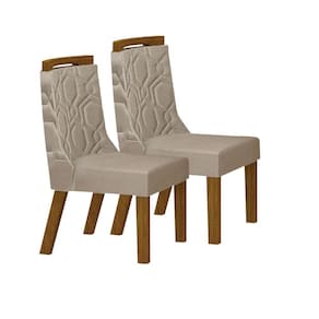 Kit 2 Cadeiras Sala De Jantar Agata Mdf Leifer Moveis Freijó,joli Camurça