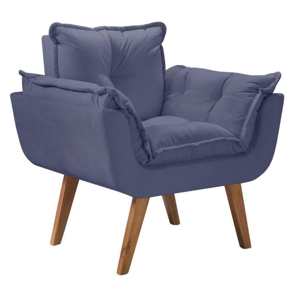 Poltrona Opalla 1 Lugar Suede D Salla Azul Bic