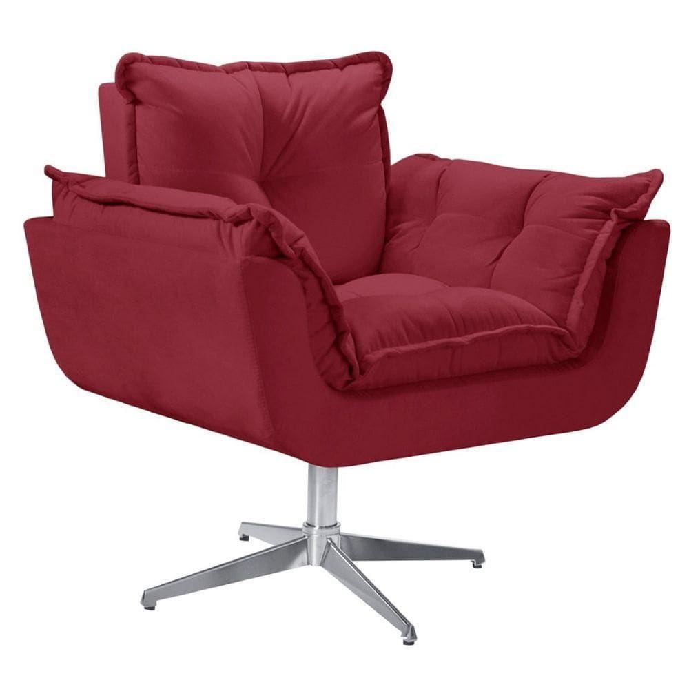 Poltrona Opala Giratória Alumínio Suede Bordô