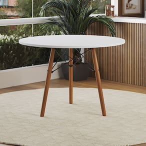 Mesa de Jantar 3 Pés em Madeira Isabella Tampo Redondo 80cm Branco