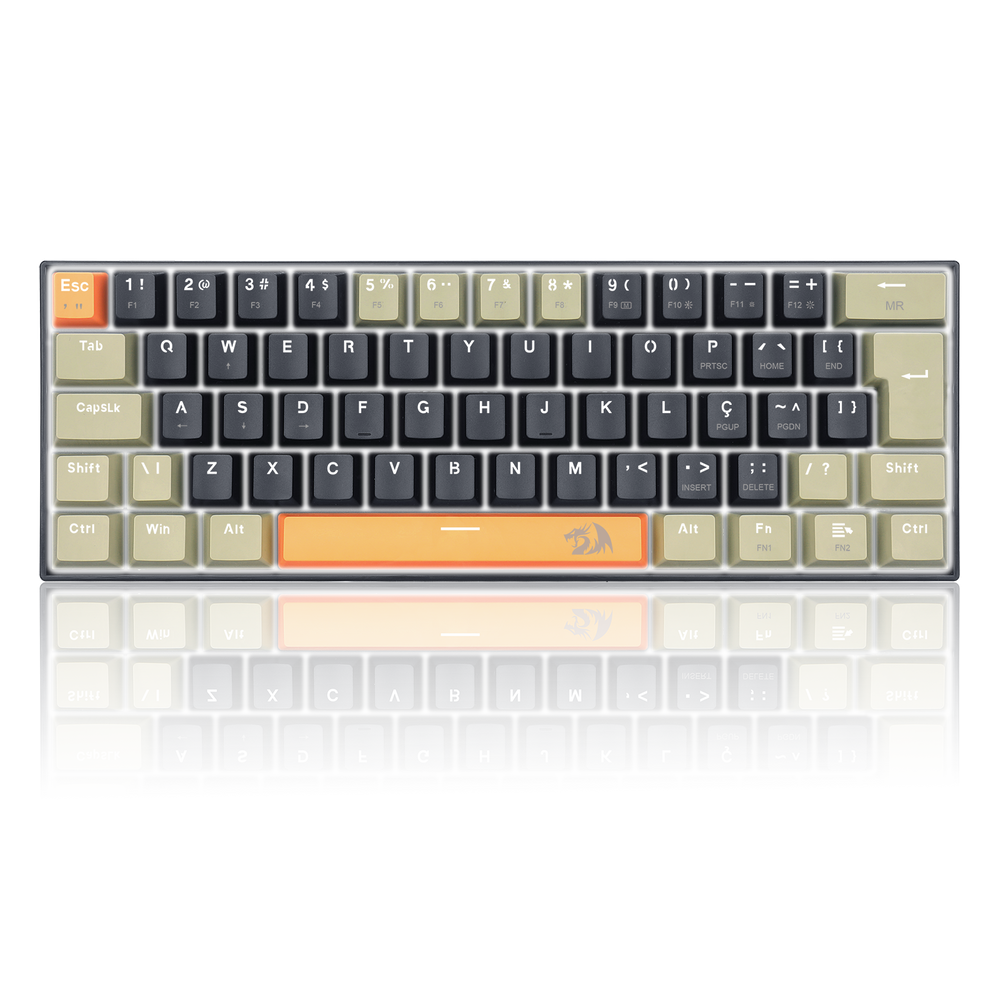 Teclado Redragon Lakshmi ABNT2 Laranja Preto Switch Brown