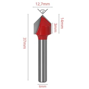 Fresa Rasgo Em V 90 Graus V-Bit 12,7Mm Tupia Cnc Haste 6Mm