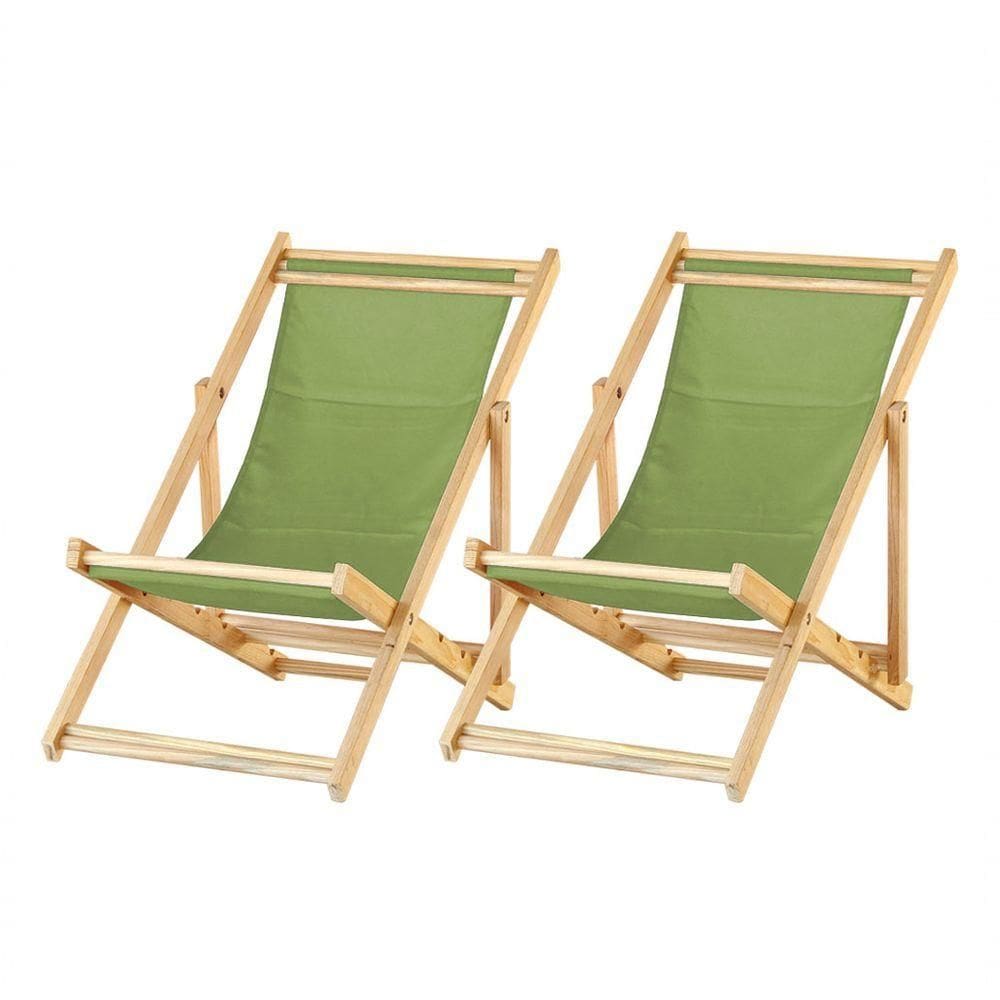 Kit 2 Cadeira Espreguiçadeira Dobrável S-b-verde