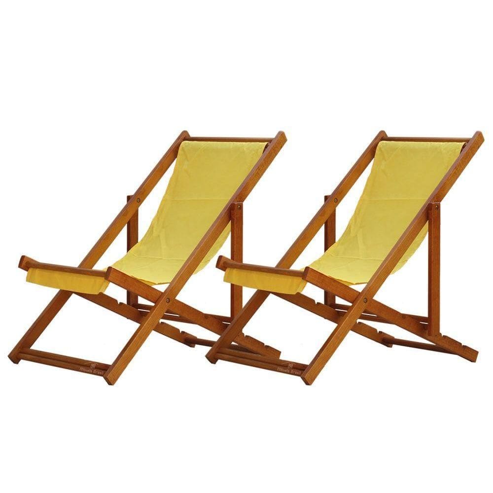 Kit 2 Espreguiçadeira Preguiçosa Dobrável Mel Sb-amarelo