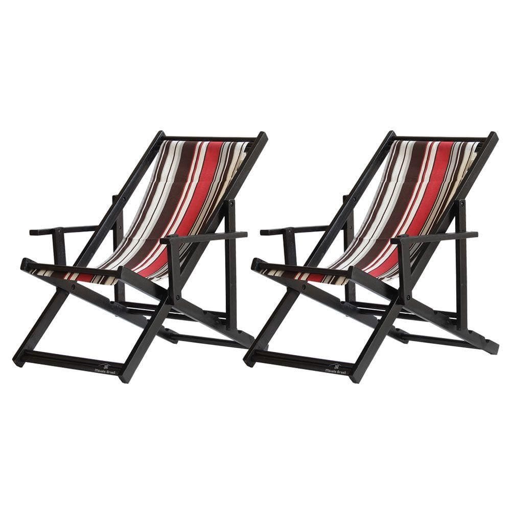 Kit 2 Espreguiçadeiras Dobrável Black Cb-l Marrom-vermelho