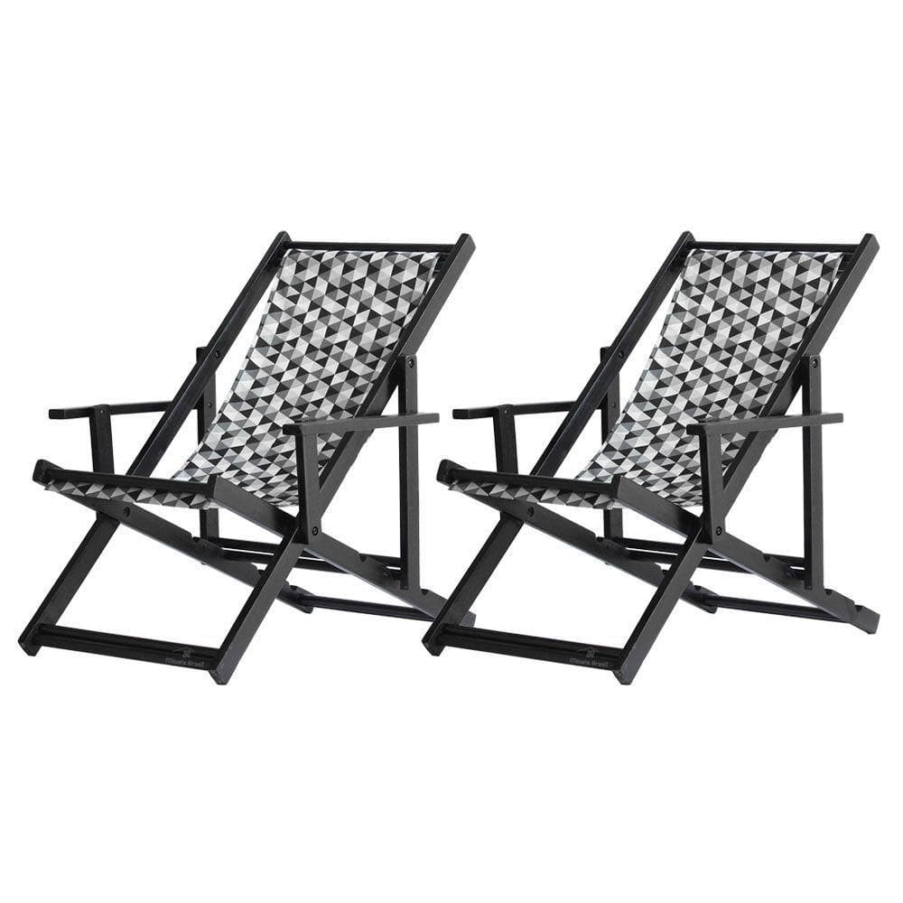 Kit 2 Espreguiçadeiras Dobrável Black Cb-triang Preto