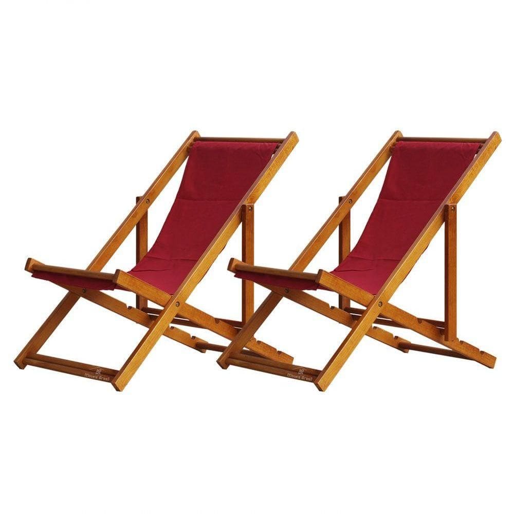Kit 2 Espreguiçadeira Preguiçosa Dobrável Mel Sb-vermelho