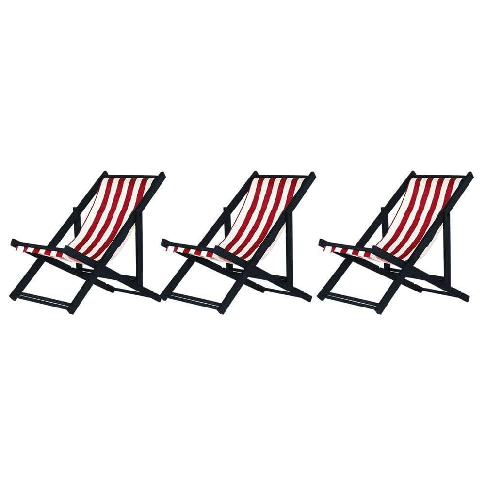 Kit 3 Espreguiçadeiras Dobrável Black Sb-l Verm-branco