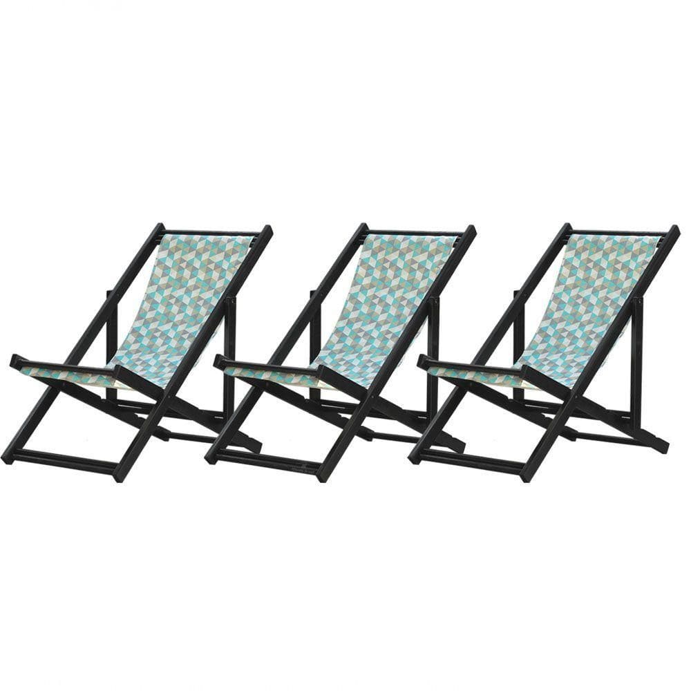 Kit 3 Espreguiçadeiras Dobrável Black Sb-triang Azul