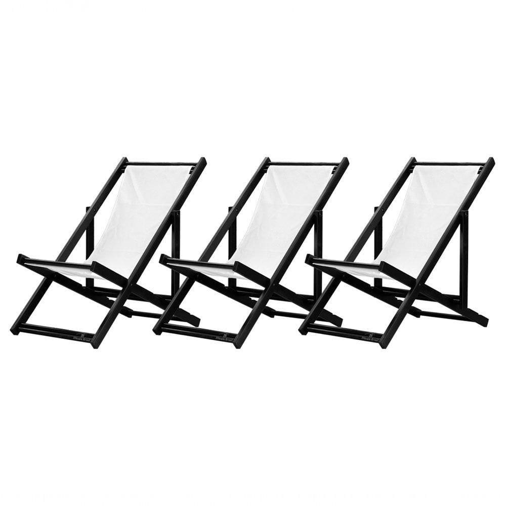 Kit 3 Espreguiçadeiras Dobrável Black Sb-branco
