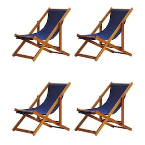 Kit 4 Espreguiçadeira Preguiçosa Dobrável Mel Sb-azul Escuro